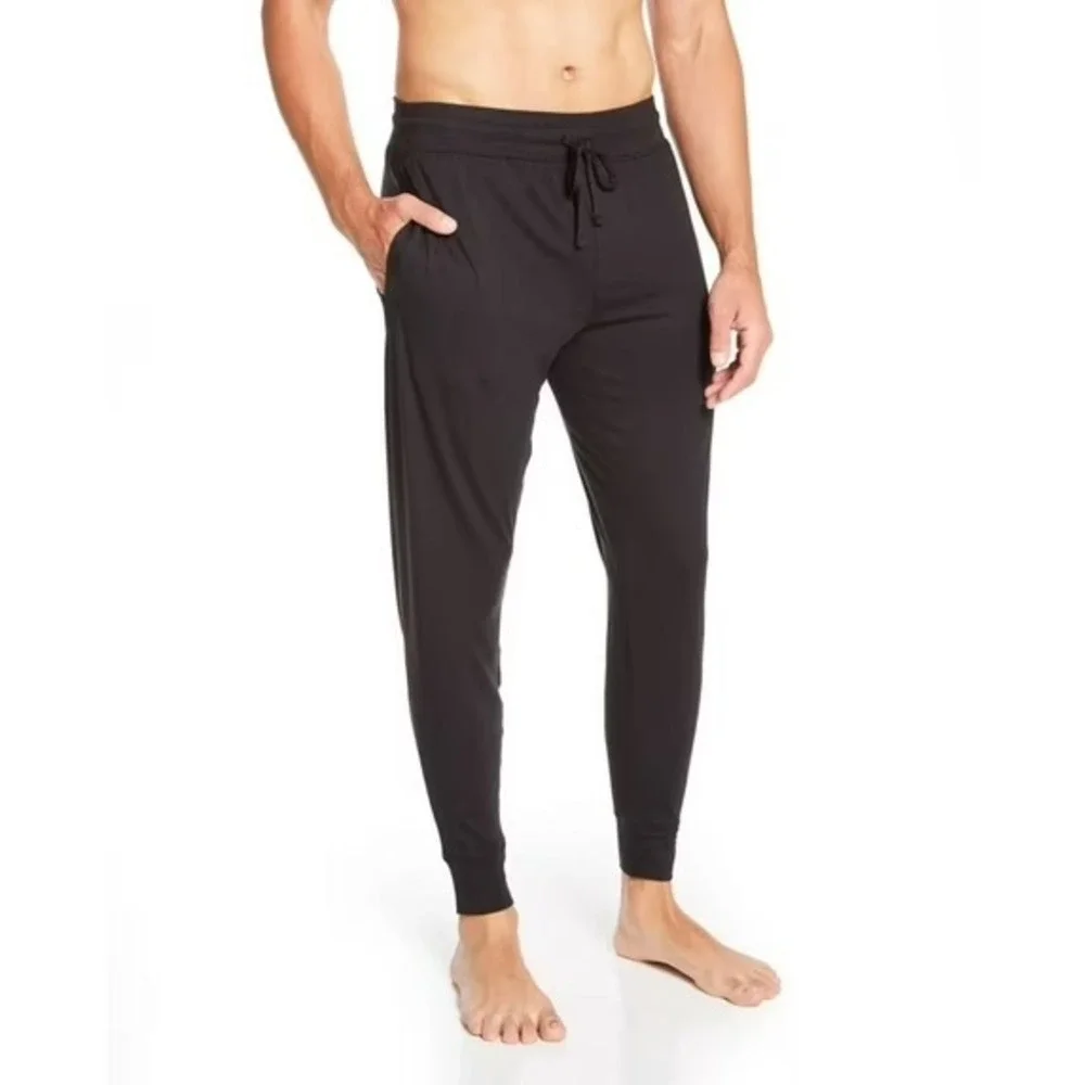 Tommy John Lounge Joggers Second Skin Black Pull On Drawstring Mens Size Medium